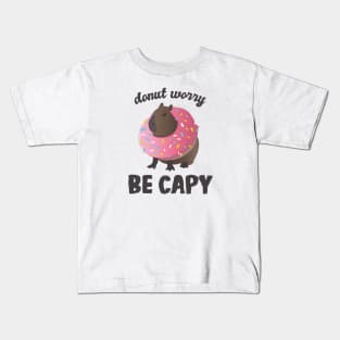 Cute Donut Capybara - Donut Worry Be Capy Kids T-Shirt